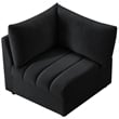 Bowery Hill Contemporary Deep Channel Tufted Soft Black Velvet Corner