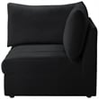 Bowery Hill Contemporary Deep Channel Tufted Soft Black Velvet Corner