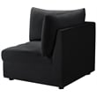 Bowery Hill Contemporary Deep Channel Tufted Soft Black Velvet Corner