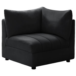 Bowery Hill Contemporary Deep Channel Tufted Soft Black Velvet Corner