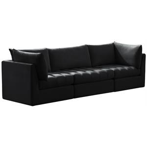 Bowery Hill Contemporary Deep Channel Tufted Soft Black Velvet Modular Sofa