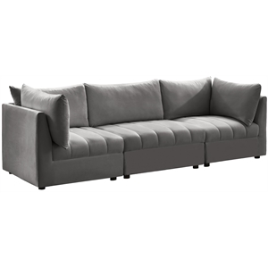 Bowery Hill Contemporary Deep Channel Tufted Soft Grey Velvet Modular Sofa