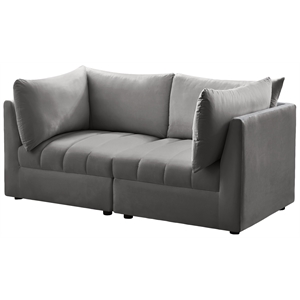 Bowery Hill Contemporary Deep Channel Tufted Soft Grey Velvet Modular Sofa