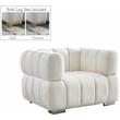 Bowery Hill Contemporary Biscuit Tufted Soft Cream Velvet Chair