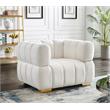 Bowery Hill Contemporary Biscuit Tufted Soft Cream Velvet Chair