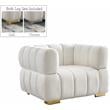 Bowery Hill Contemporary Biscuit Tufted Soft Cream Velvet Chair