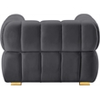Bowery Hill Contemporary Biscuit Tufted Soft Grey Velvet Chair