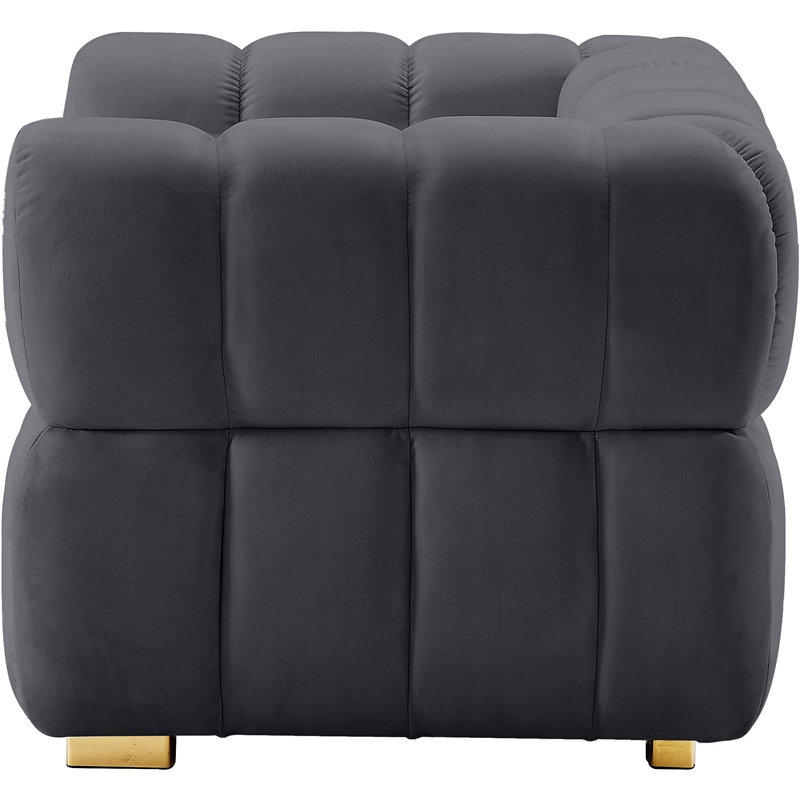 Bowery Hill Contemporary Biscuit Tufted Soft Grey Velvet Chair