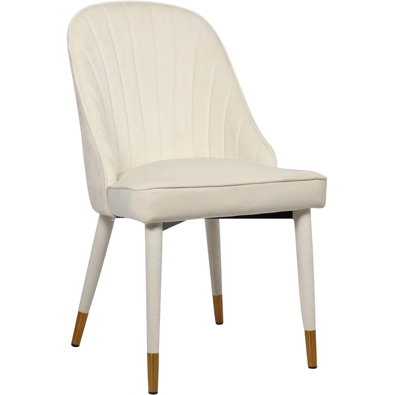 Bowery Hill Contemporary Cream Velvet Dining Chair (Set of 2)