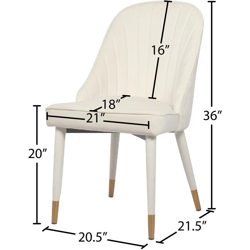 Bowery Hill Contemporary Cream Velvet Dining Chair (Set of 2)