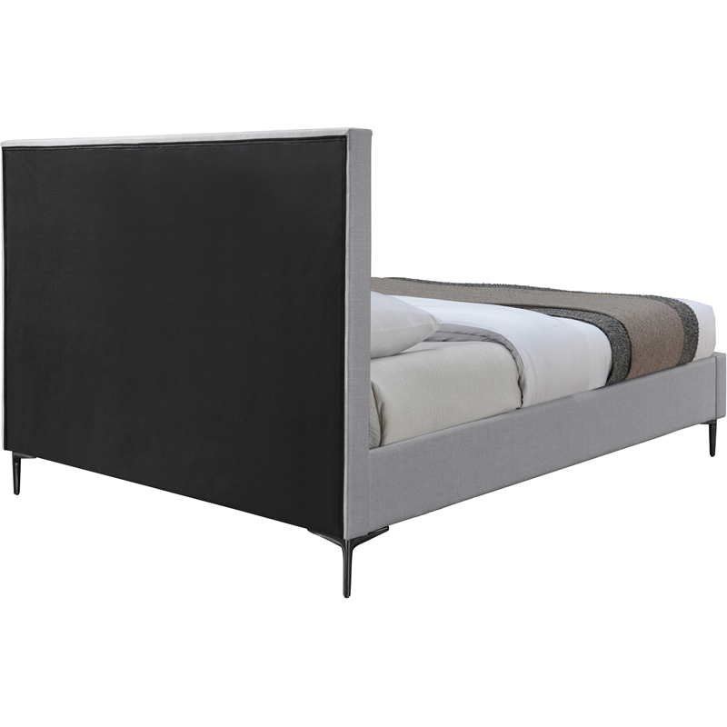 Bowery Hill Contemporary Deep Channel Tufted Textured Soft Grey Linen Full Bed