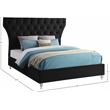 Bowery Hill Contemporary Deep Button Tufted Soft Black Velvet King Bed