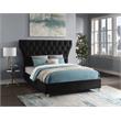 Bowery Hill Contemporary Deep Button Tufted Soft Black Velvet Queen Bed