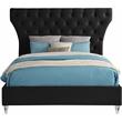Bowery Hill Contemporary Deep Button Tufted Soft Black Velvet Queen Bed