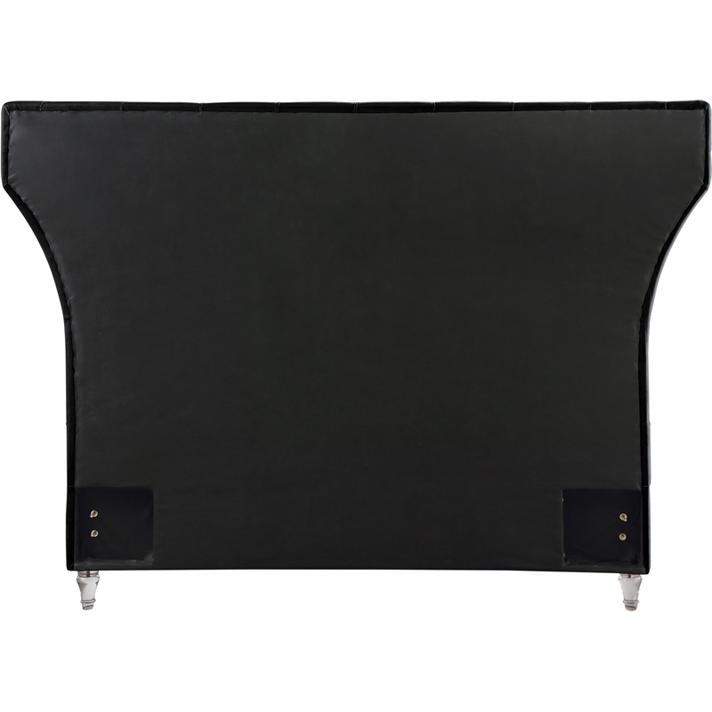 Bowery Hill Contemporary Deep Button Tufted Soft Black Velvet Queen Bed