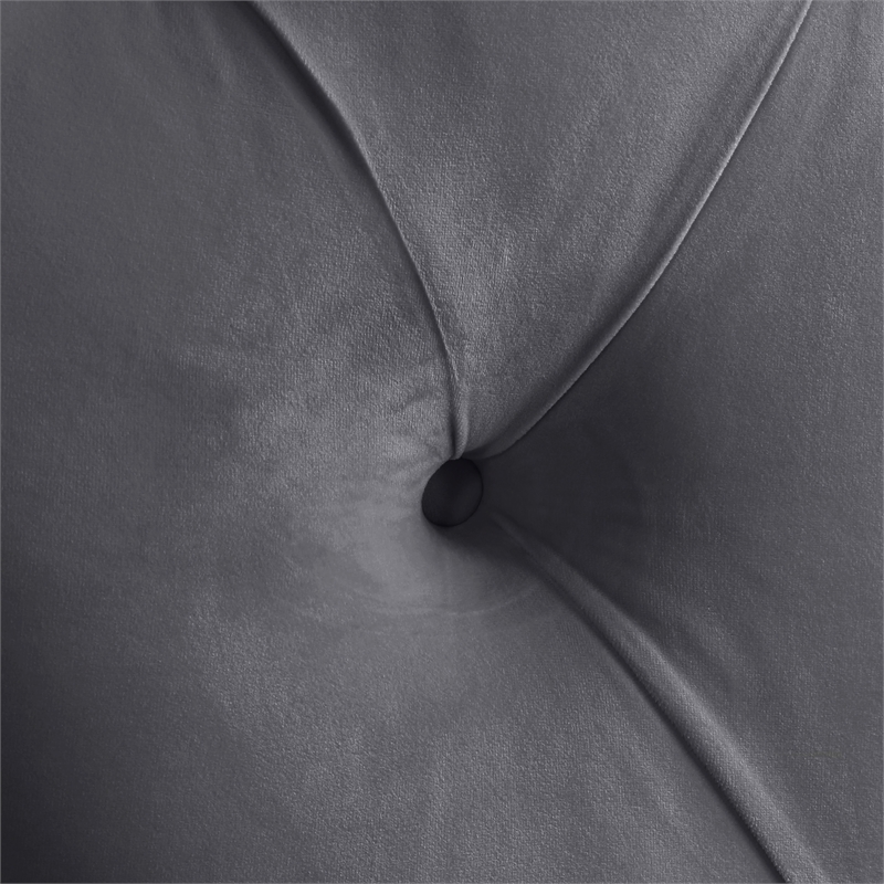 Bowery Hill Contemporary Deep Button Tufted Soft Grey Velvet Queen Bed
