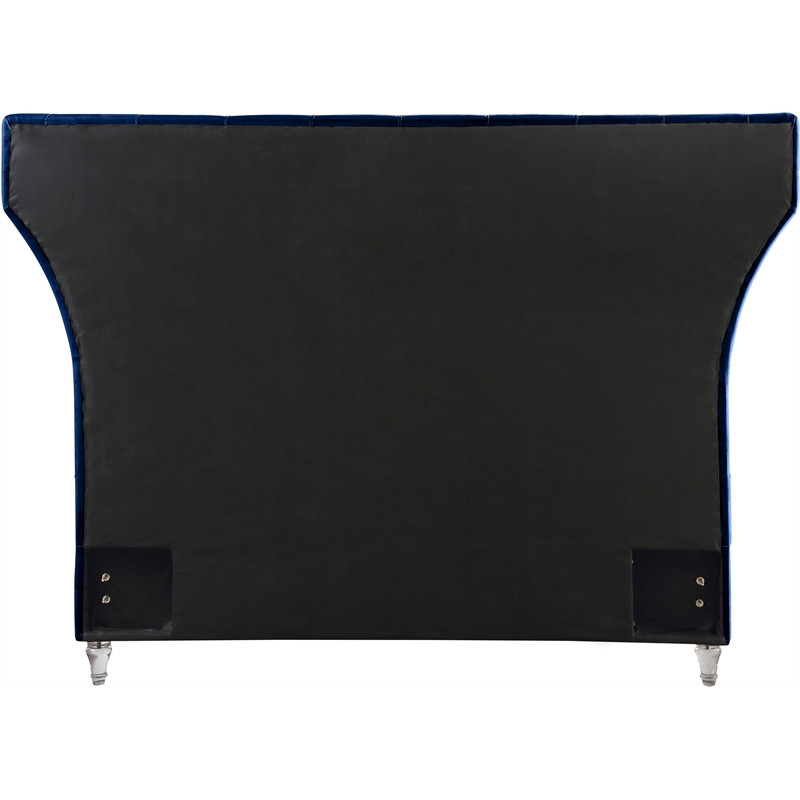 Bowery Hill Contemporary Deep Button Tufted Soft Navy Velvet King Bed