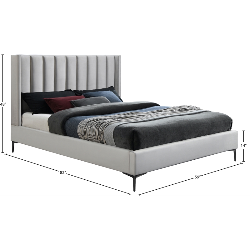 Bowery Hill Contemporary Deep Channel Tufted Cream Velvet Full Bed