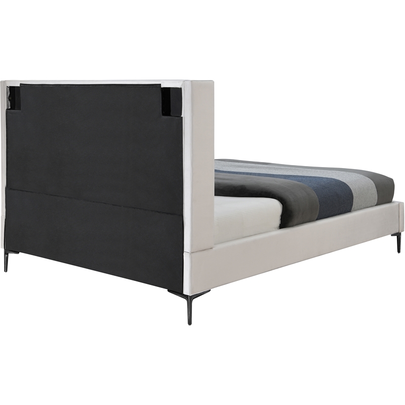 Bowery Hill Contemporary Deep Channel Tufted Cream Velvet Full Bed