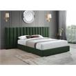 Bowery Hill Contemporary Deep Channel Tufted Soft Green Velvet Queen Bed