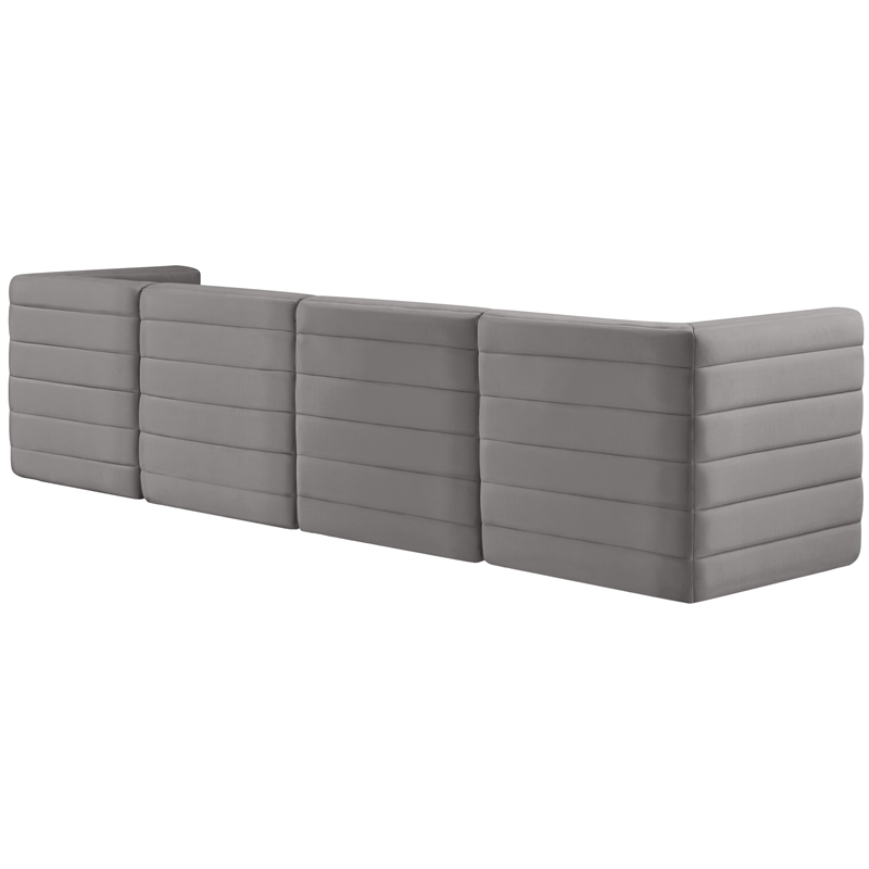 Bowery Hill Contemporary Deep Channel Tufted Soft Grey Velvet Modular Sofa