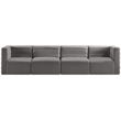 Bowery Hill Contemporary Deep Channel Tufted Soft Grey Velvet Modular Sofa
