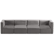 Bowery Hill Contemporary Deep Channel Tufted Soft Grey Velvet Modular Sofa