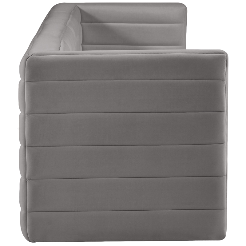 Bowery Hill Contemporary Deep Channel Tufted Soft Grey Velvet Modular Sofa