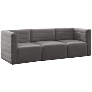 Bowery Hill Contemporary Deep Channel Tufted Soft Grey Velvet Modular Sofa