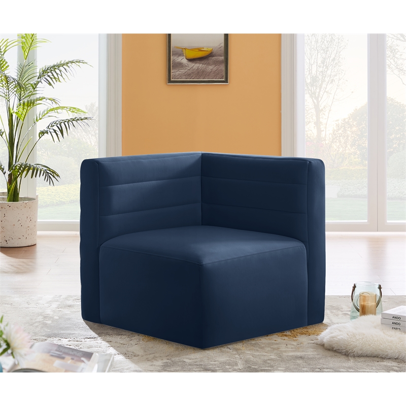 Bowery Hill Contemporary Soft Navy Velvet Modular Corner Chair