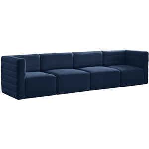 Bowery Hill Contemporary Deep Channel Tufted Soft Navy Velvet Modular Sofa