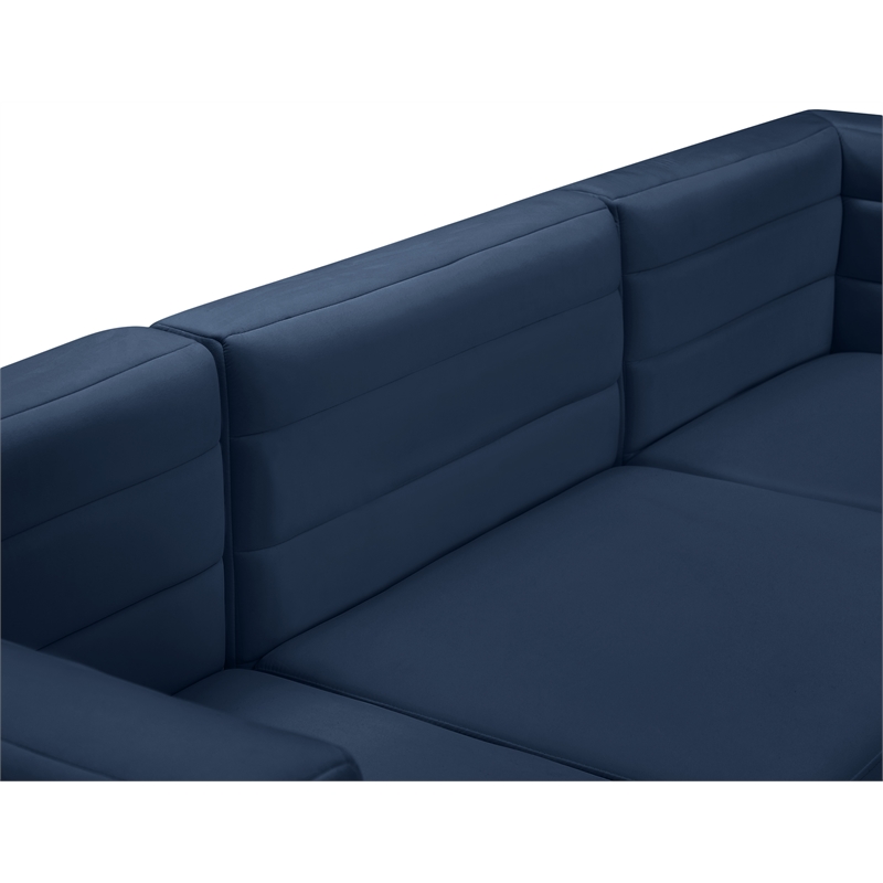 Bowery Hill Contemporary Deep Channel Tufted Soft Navy Velvet Modular Sofa
