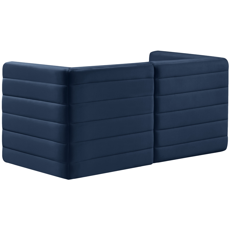 Bowery Hill Contemporary Deep Channel Tufted Soft Navy Velvet Modular Sofa