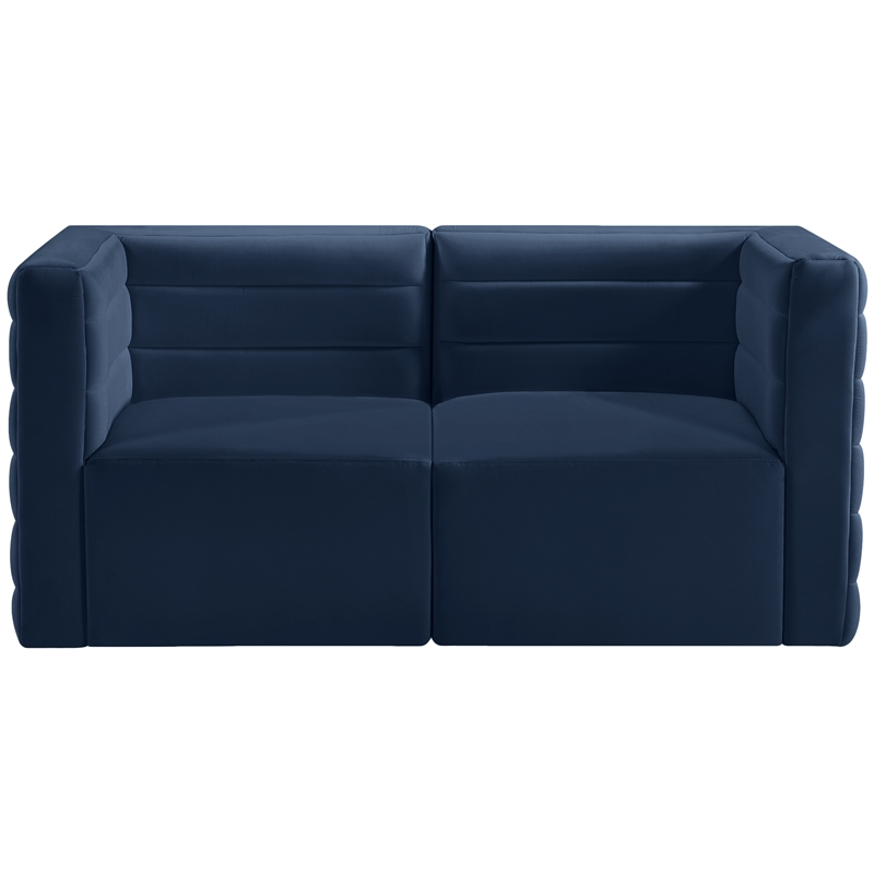 Bowery Hill Contemporary Deep Channel Tufted Soft Navy Velvet Modular Sofa