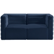 Bowery Hill Contemporary Deep Channel Tufted Soft Navy Velvet Modular Sofa