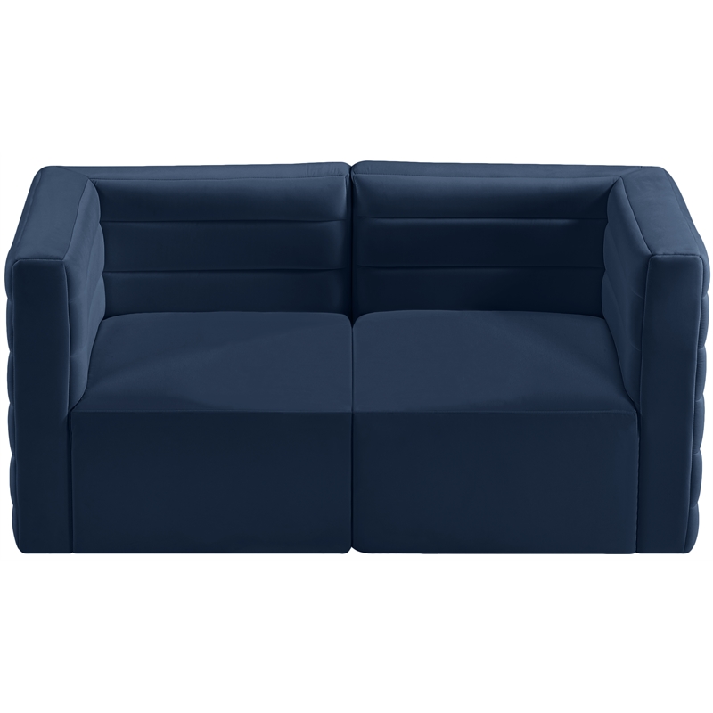 Bowery Hill Contemporary Deep Channel Tufted Soft Navy Velvet Modular Sofa