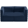 Bowery Hill Contemporary Deep Channel Tufted Soft Navy Velvet Modular Sofa