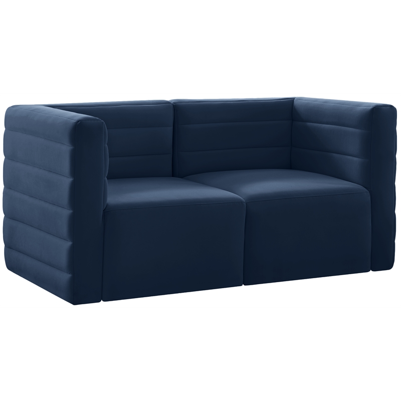 Bowery Hill Contemporary Deep Channel Tufted Soft Navy Velvet Modular Sofa