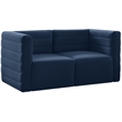 Bowery Hill Contemporary Deep Channel Tufted Soft Navy Velvet Modular Sofa