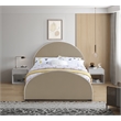 Bowery Hill Contemporary Full Velvet Upholstered Bed in Beige