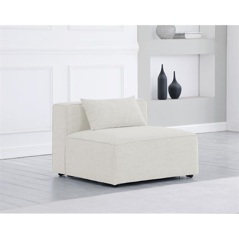 Bowery Hill Contemporary Upholstered Cream Durable Linen Modular Component
