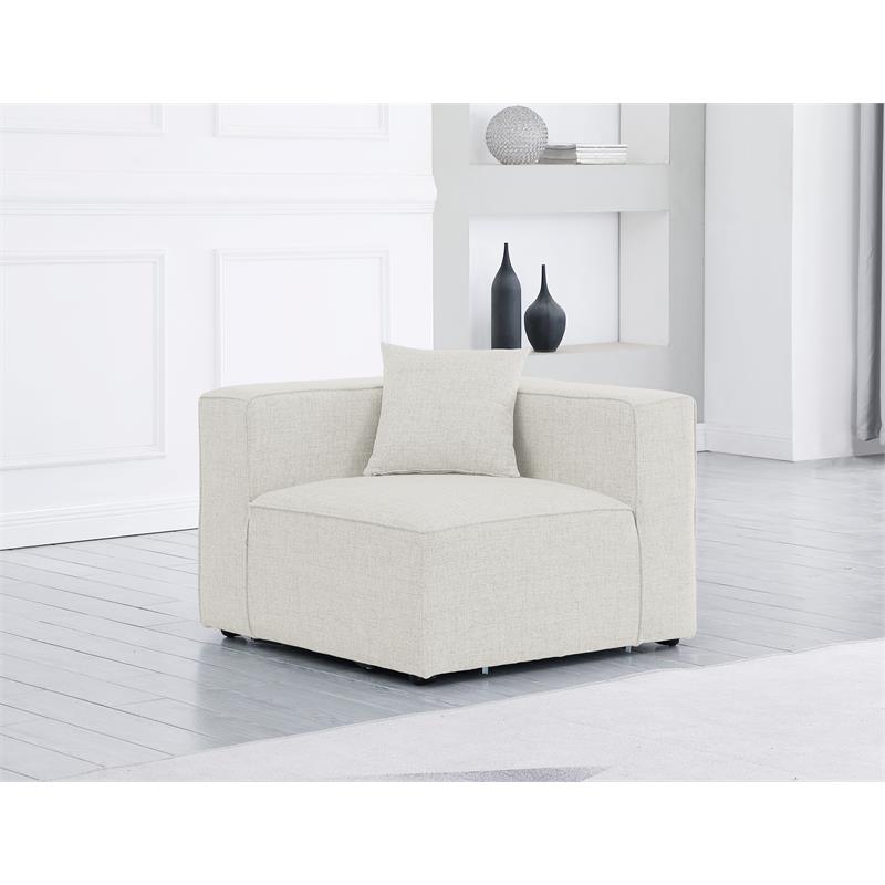 Bowery Hill Contemporary Upholstered Cream Durable Linen Modular Component