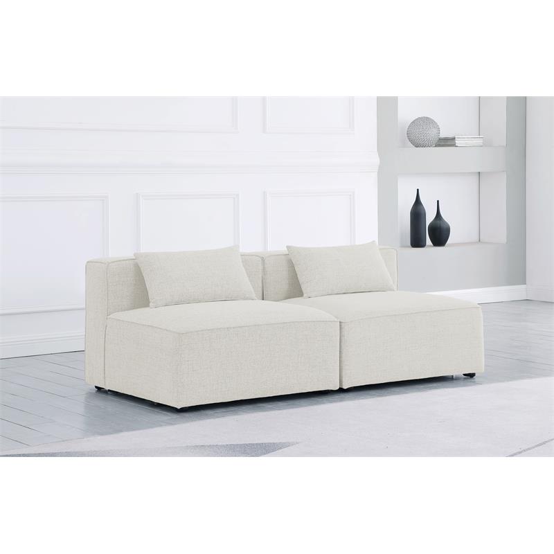 Bowery Hill Contemporary Upholstered Cream Durable Linen Modular Sofa