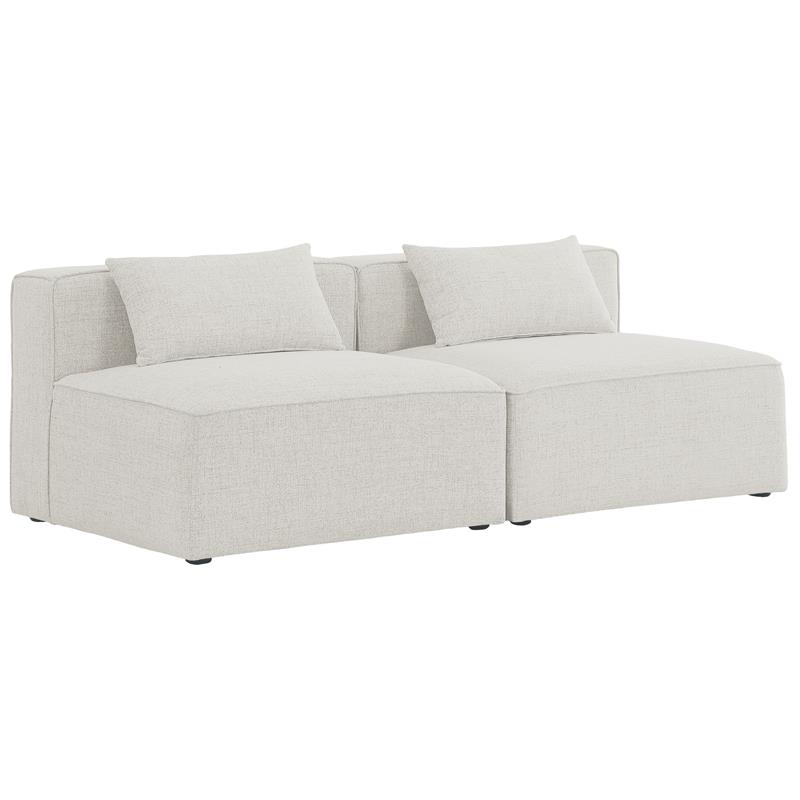 Bowery Hill Contemporary Upholstered Cream Durable Linen Modular Sofa
