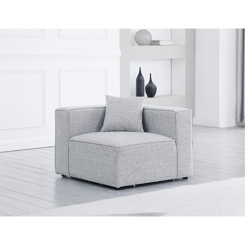 Bowery Hill Contemporary Upholstered Grey Durable Linen Modular Component