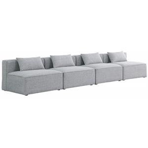 Bowery Hill Contemporary Upholstered Grey Durable Linen Modular Sofa