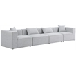 Bowery Hill Contemporary Upholstered Grey Durable Linen Modular Sofa