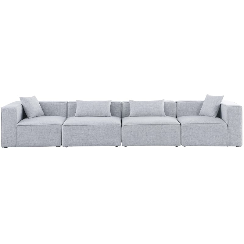 Bowery Hill Contemporary Upholstered Grey Durable Linen Modular Sofa
