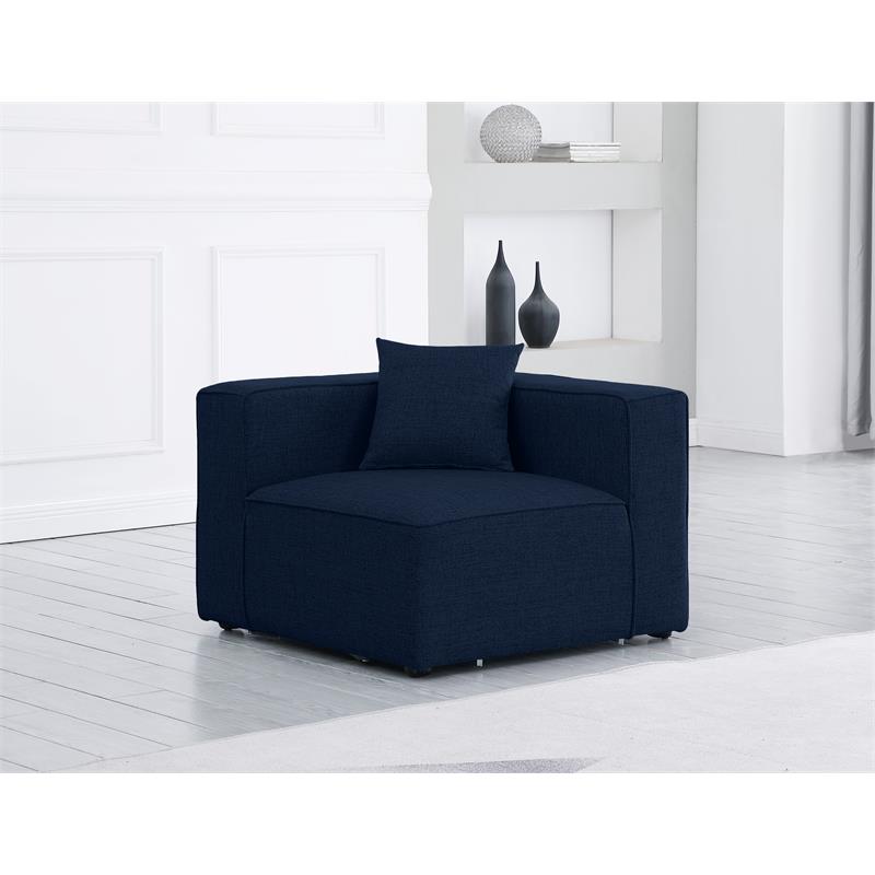 Bowery Hill Contemporary Upholstered Navy Durable Linen Modular Component