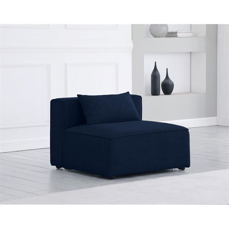 Bowery Hill Contemporary Upholstered Navy Durable Linen Modular Component